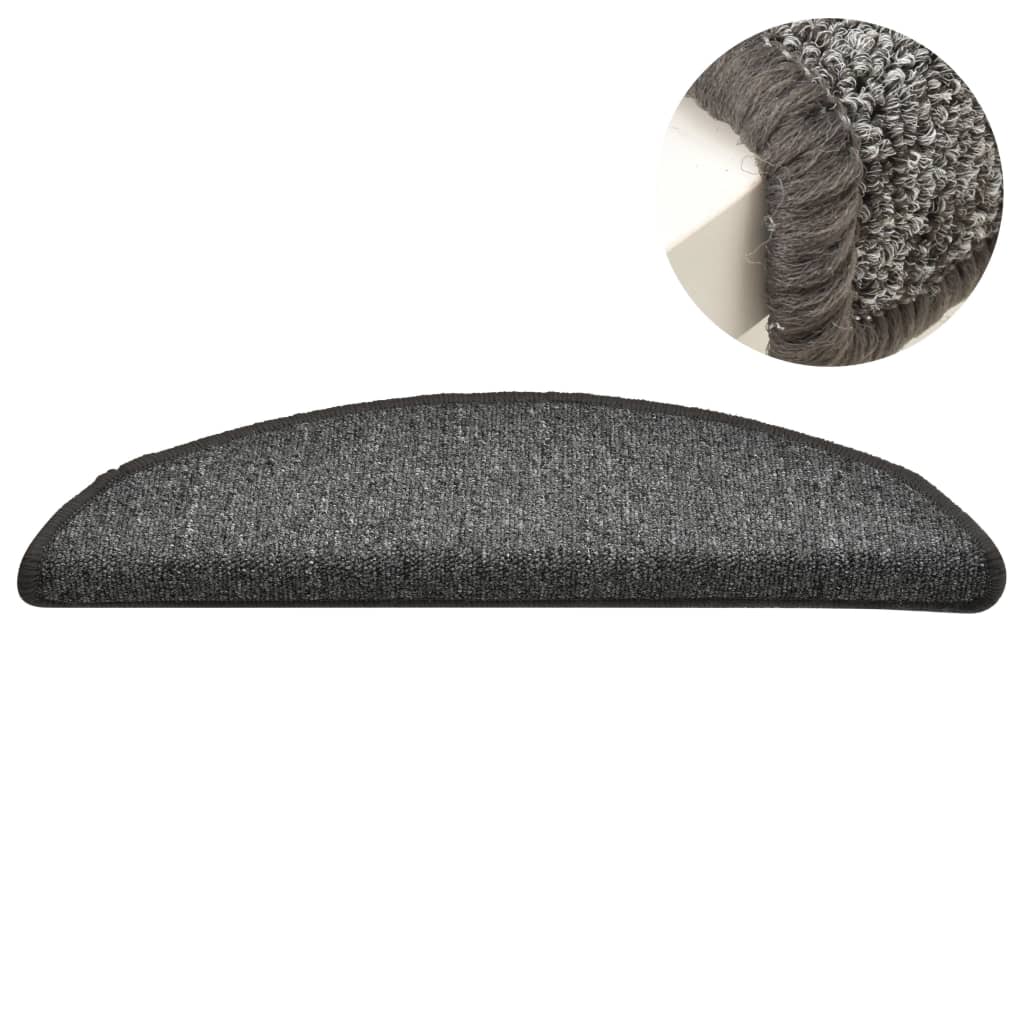 Prostirke za stepenice 15 kom 56x17x3 cm tamno sive poluokrugle