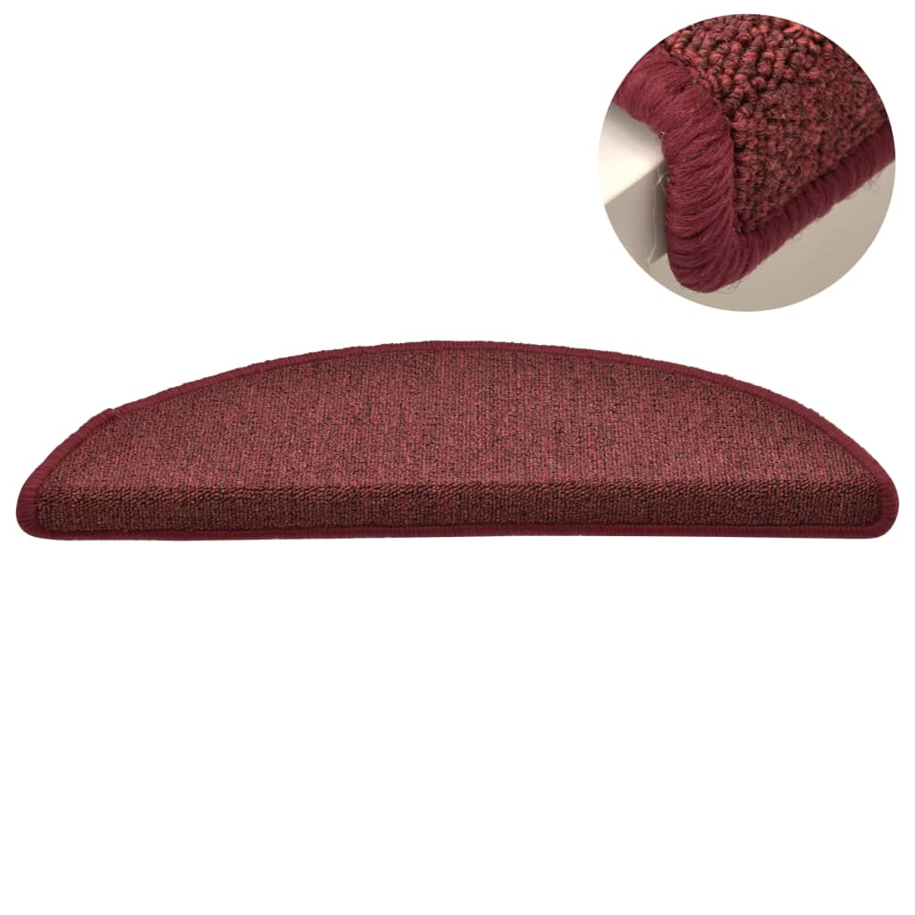 Prostirke za stepenice 15 kom 56x17x3 cm bordo poluokrugle