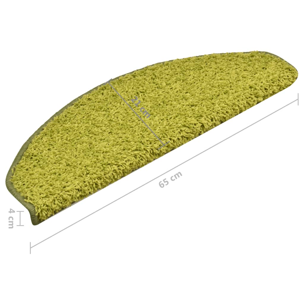Prostirke za stepenice 15 kom 65x21x4 cm Zelene poluokrugle velike