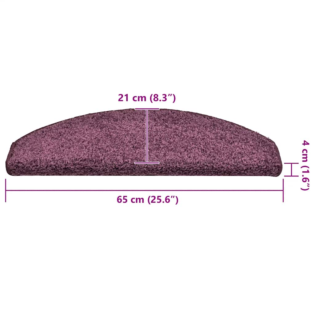 Prostirke za stepenice 15 kom 65x21x4 cm tamnoljubičaste poluokrugle velike