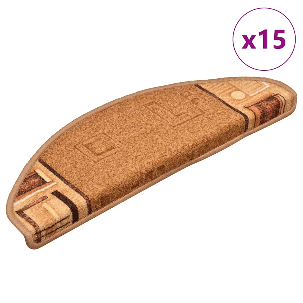 Samoljepljivi otirači za stepenice 15 kom bež 65 x 21 x 4 cm