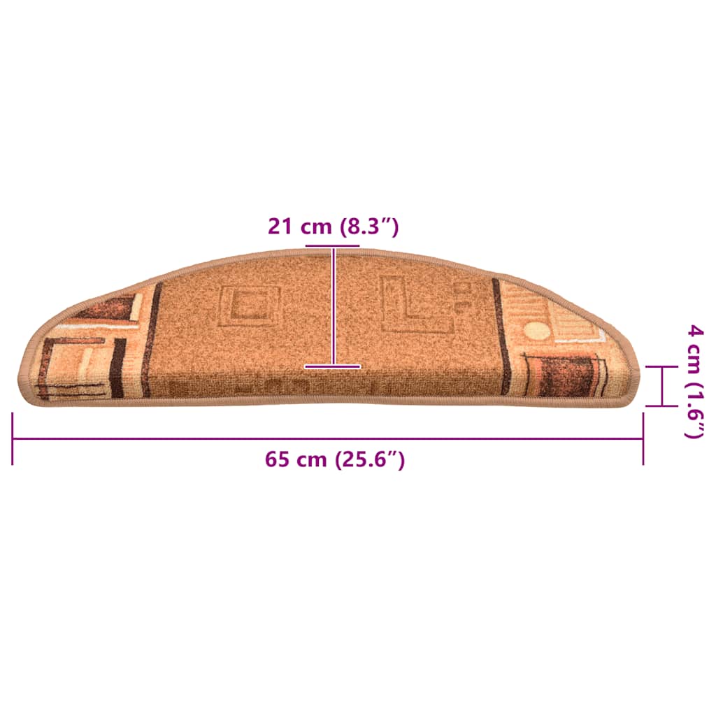 Samoljepljivi otirači za stepenice 15 kom bež 65 x 21 x 4 cm