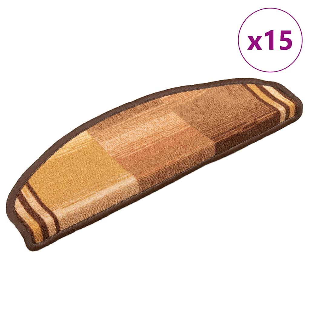 Samoljepljivi otirači za stepenice 15 kom smeđi 65 x 21 x 4 cm
