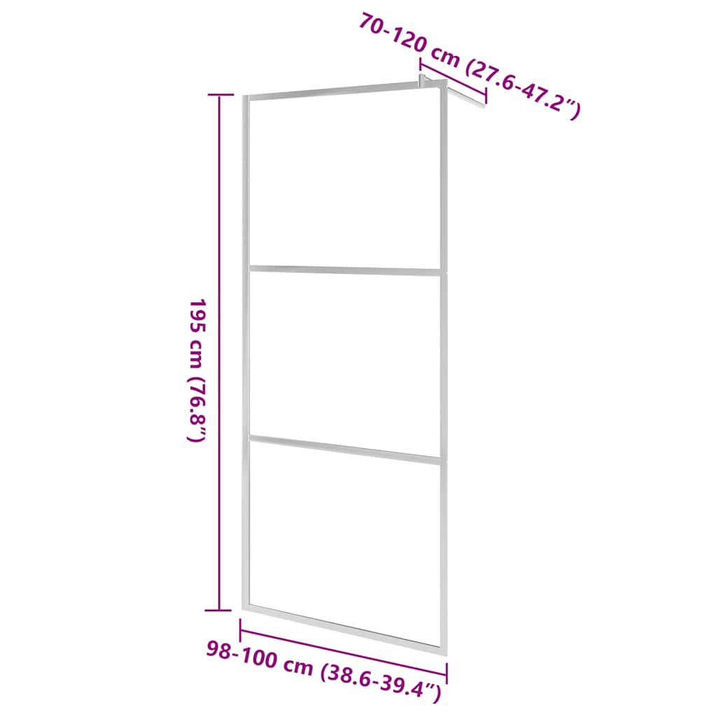 Pregrada za tuširanje s prozirnim staklom ESG 100 x 195 cm