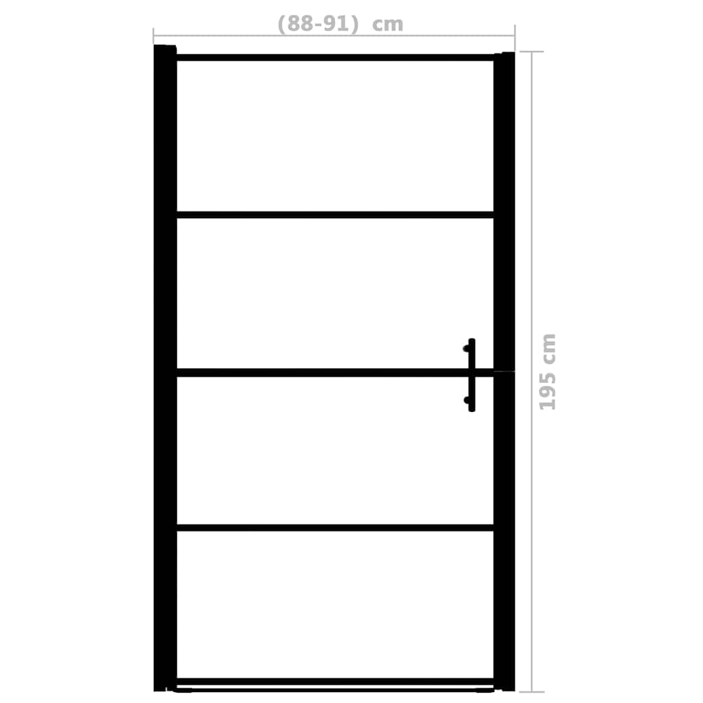 Vrata za tuš od mutnog kaljenog stakla 91 x 195 cm crna