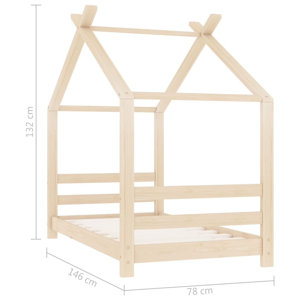 Okvir za dječji krevet od masivne borovine 70 x 140 cm
