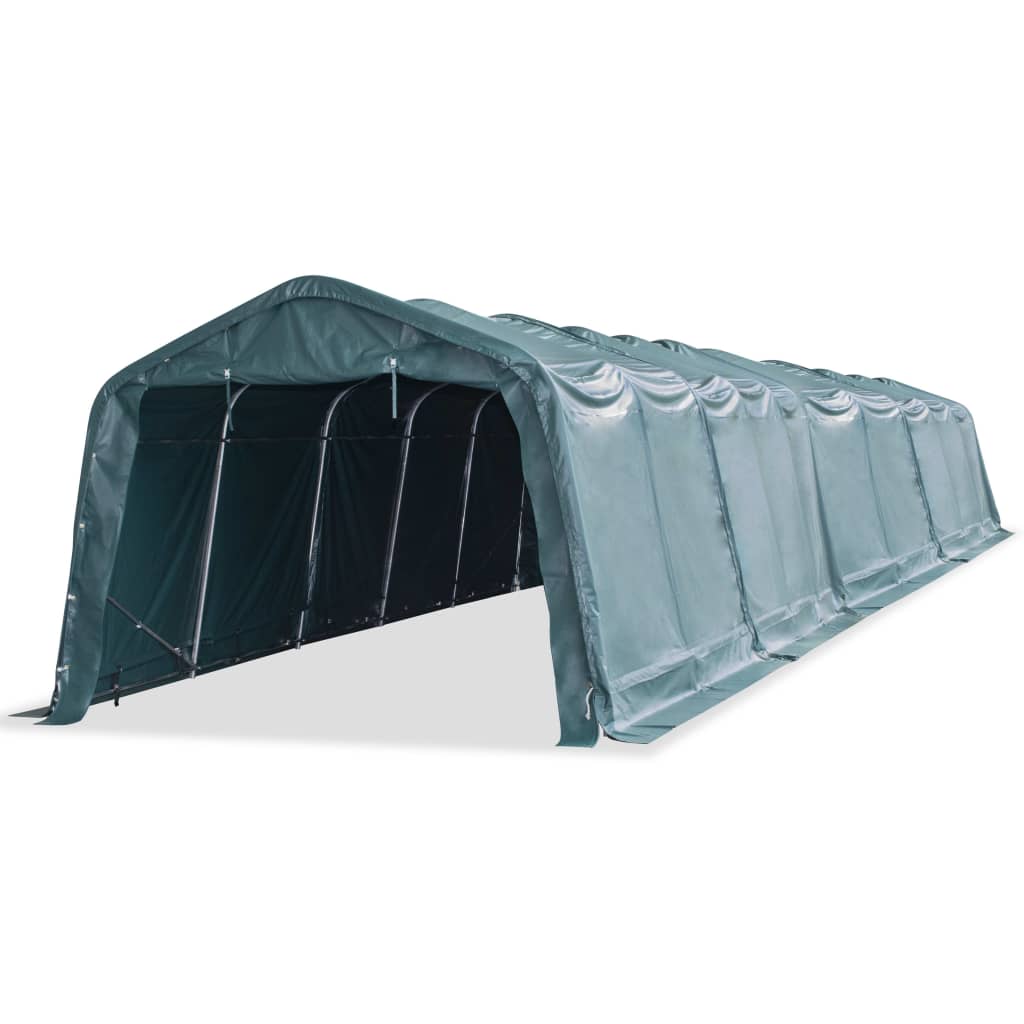 Uklonjivi šator za stoku PVC 550 g/m² 3,3 x 16 m tamnozeleni