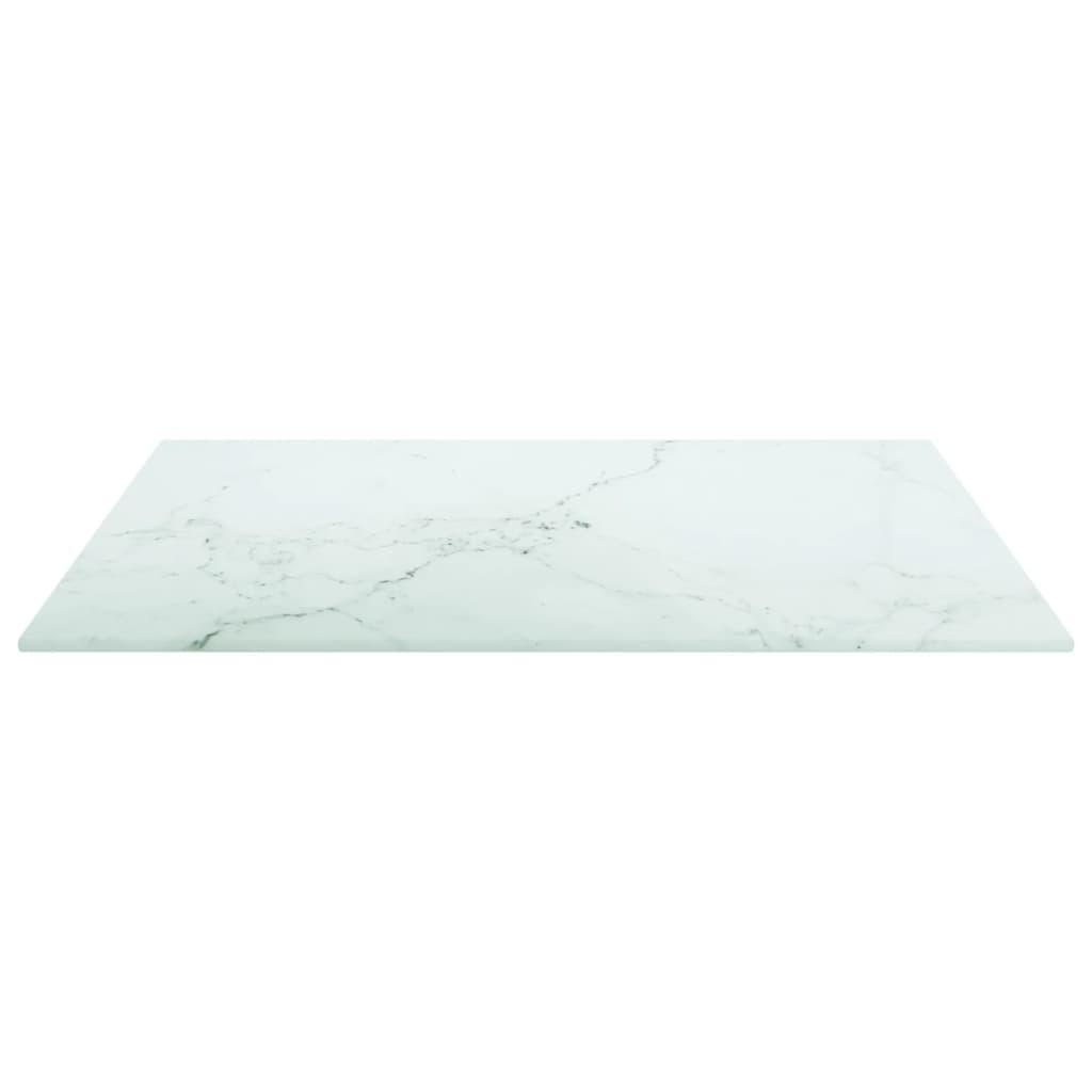 Stolna ploča bijela 50x50 cm 6 mm staklena s mramornim uzorkom