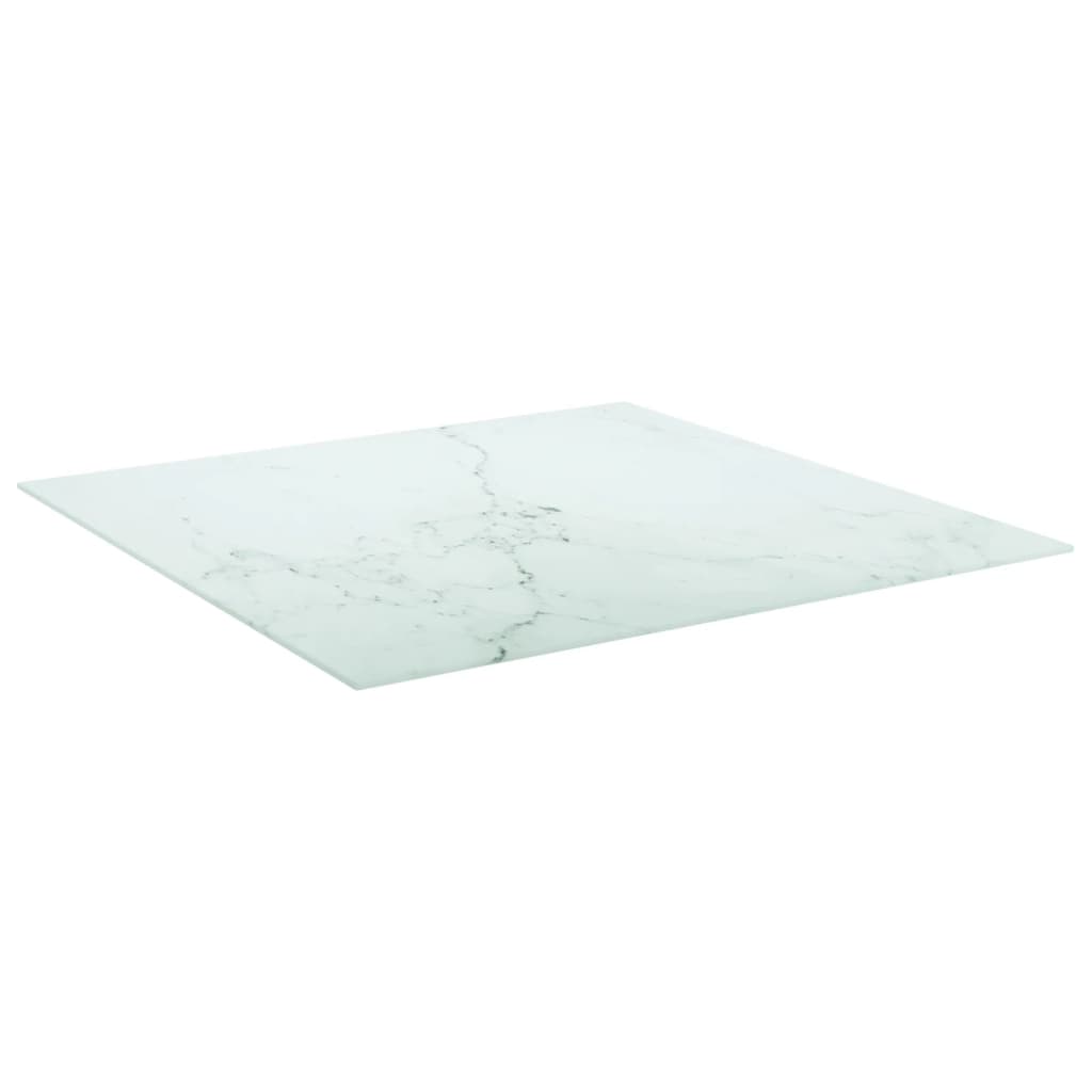 Stolna ploča bijela 80x80 cm 6 mm staklena s mramornim uzorkom
