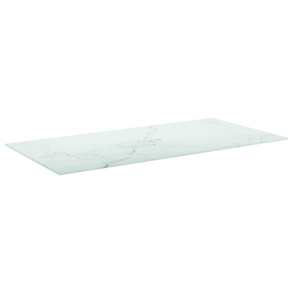 Stolna ploča bijela 100x50 cm 6 mm staklena s mramornim uzorkom