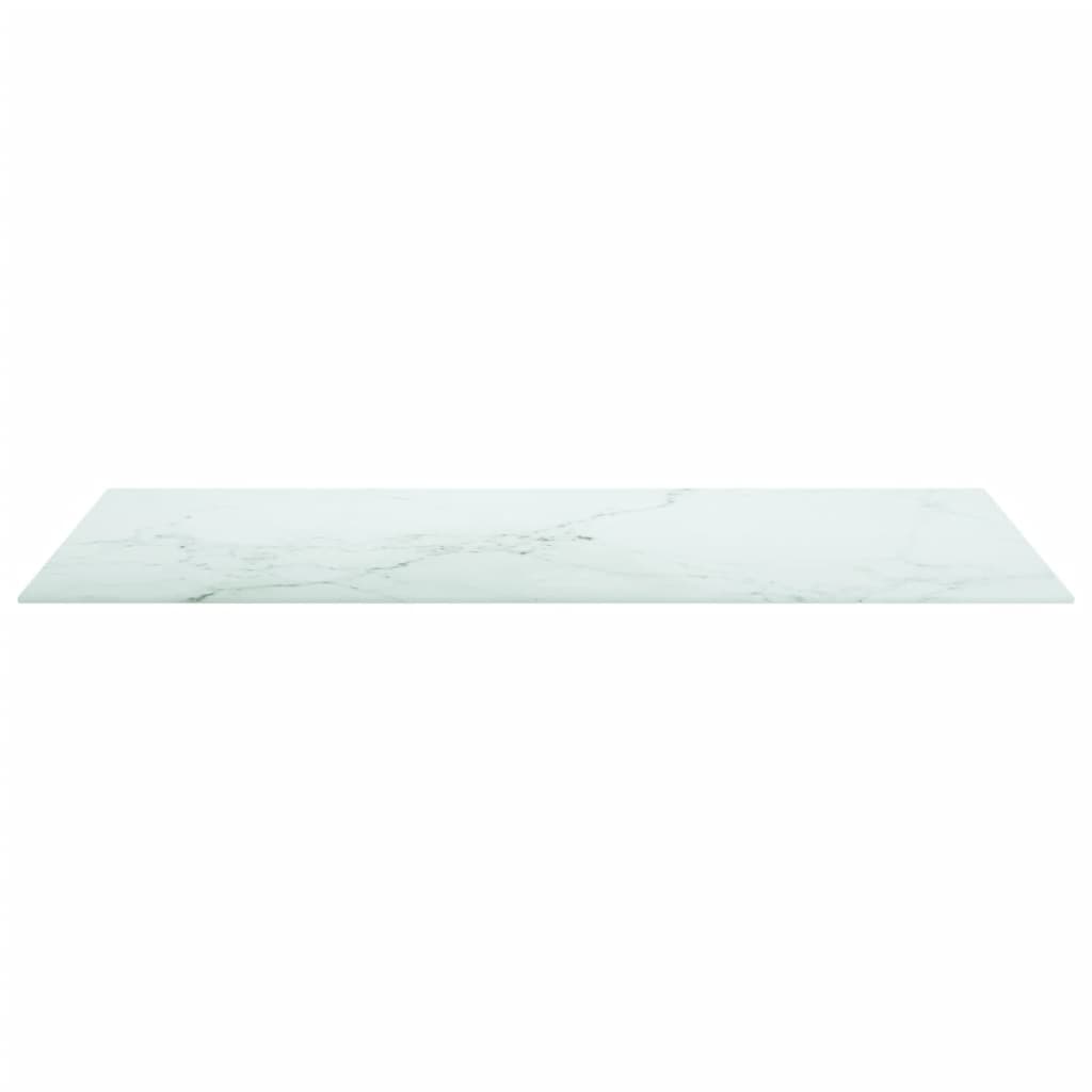 Stolna ploča bijela 100x50 cm 6 mm staklena s mramornim uzorkom