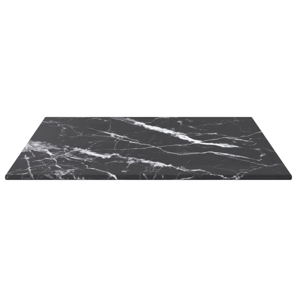 Stolna ploča crna 40 x 40 cm 6 mm staklena s mramornim uzorkom
