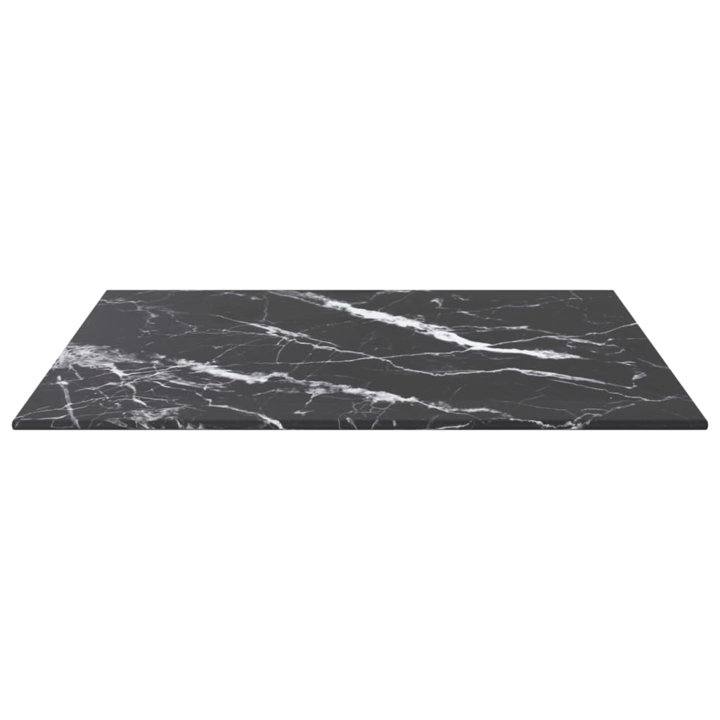 Stolna ploča crna 50 x 50 cm 6 mm staklena s mramornim uzorkom