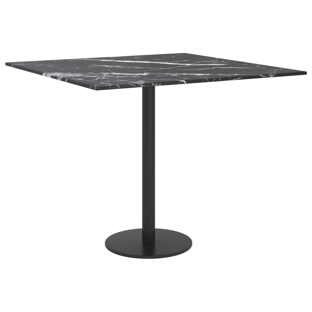 Stolna ploča crna 50 x 50 cm 6 mm staklena s mramornim uzorkom