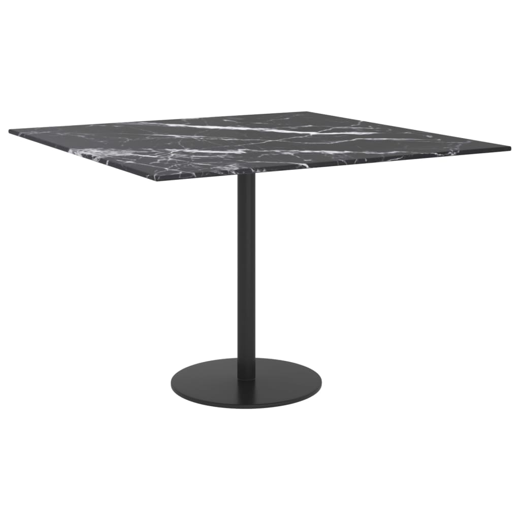 Stolna ploča crna 60 x 60 cm 6 mm staklena s mramornim uzorkom