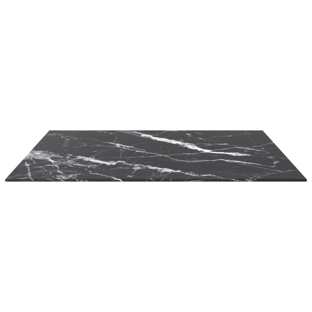Stolna ploča crna 80 x 80 cm 6 mm staklena s mramornim uzorkom