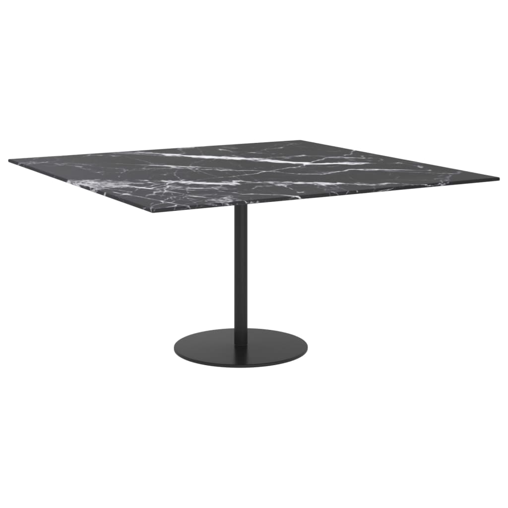 Stolna ploča crna 80 x 80 cm 6 mm staklena s mramornim uzorkom