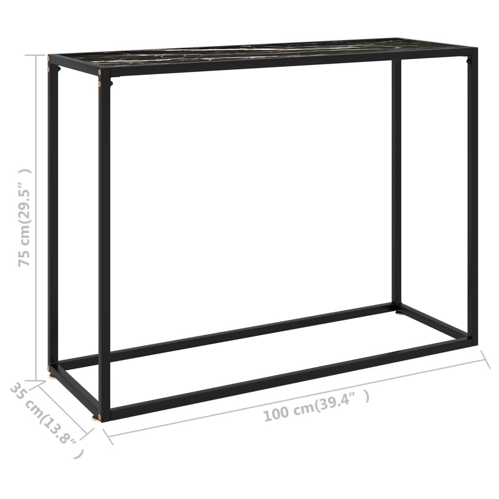 Konzolni stol crni 100 x 35 x 75 cm od kaljenog stakla