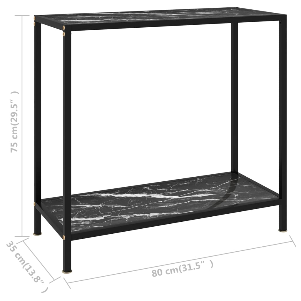 Konzolni stol crni 80 x 35 x 75 cm od kaljenog stakla