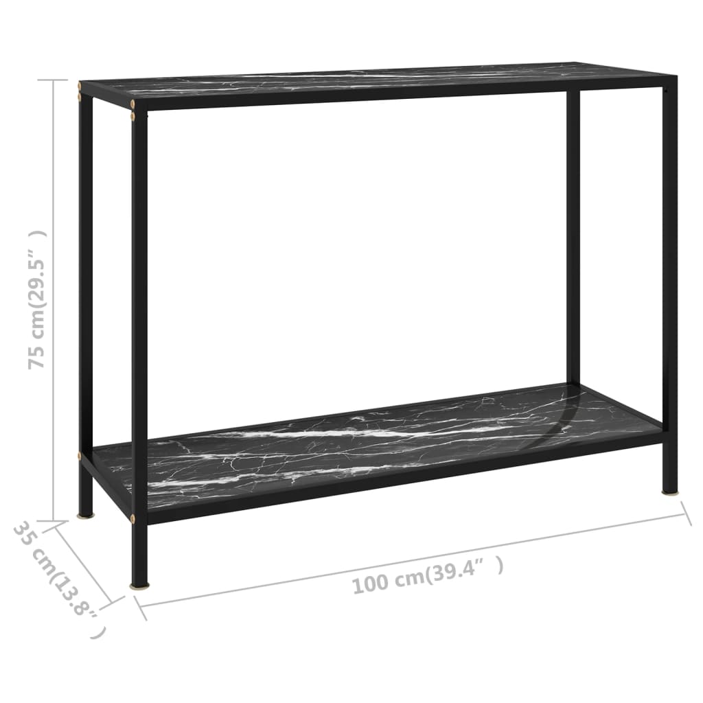 Konzolni stol crni 100 x 35 x 75 cm od kaljenog stakla