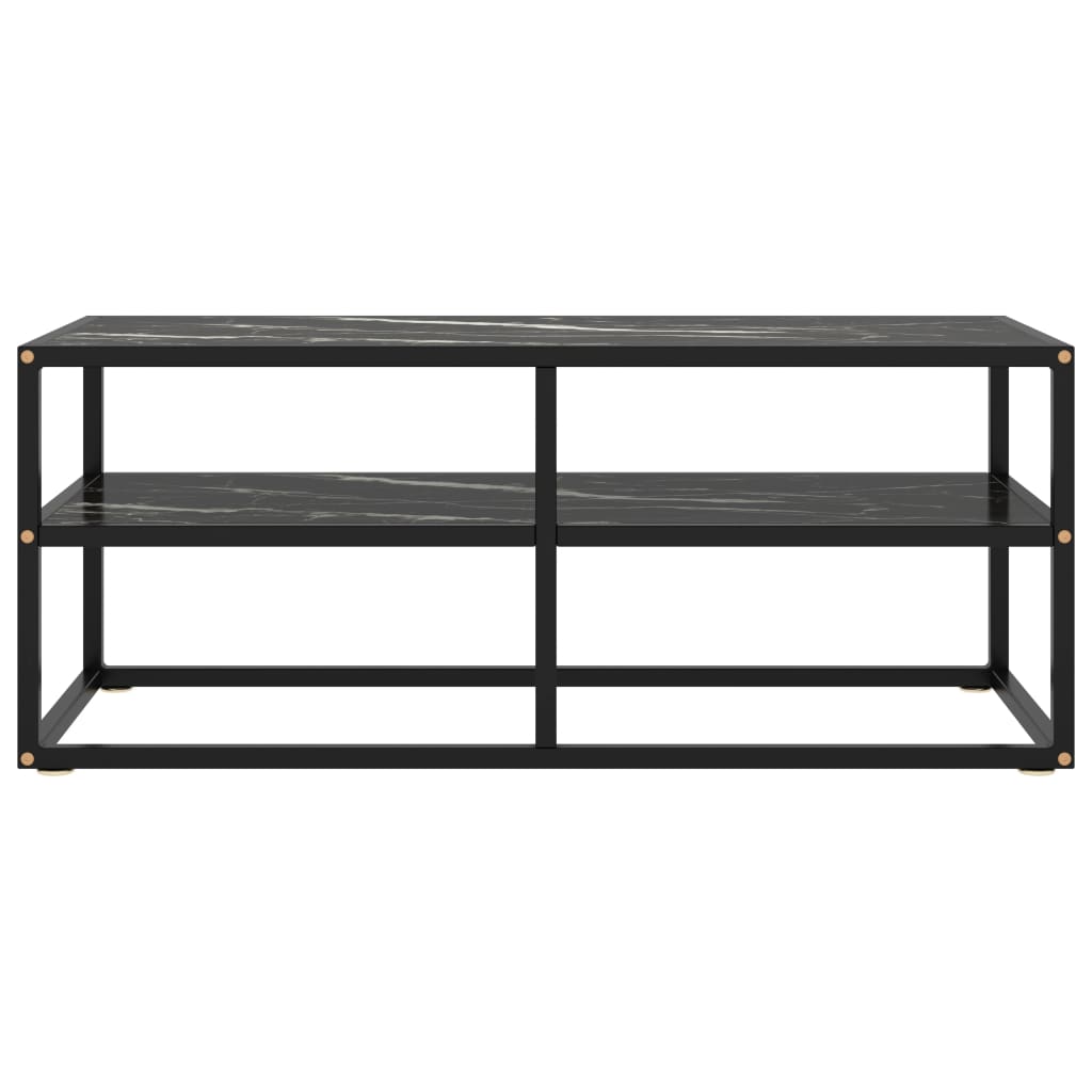 TV ormarić crni s crnim mramornim staklom 100 x 40 x 40 cm