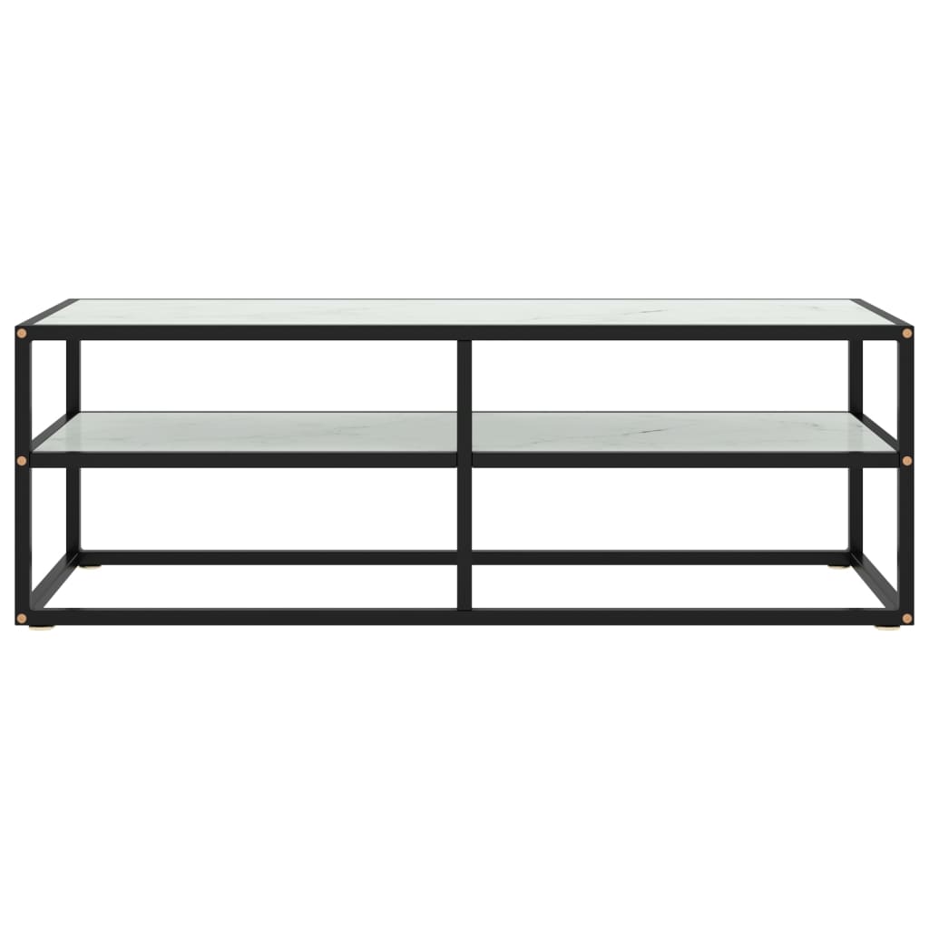 TV ormarić crni s bijelim mramornim staklom 120 x 40 x 40 cm