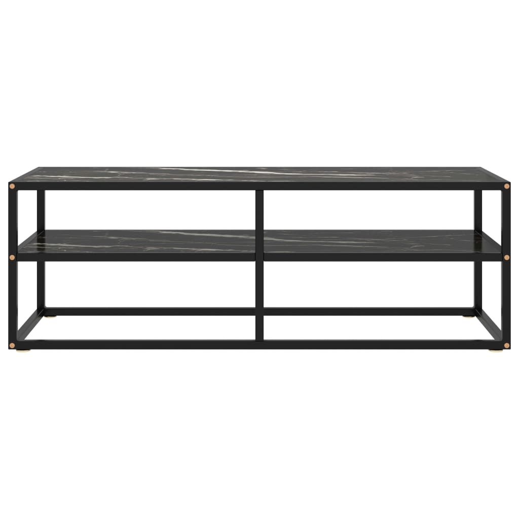 TV ormarić crni s crnim mramornim staklom 120 x 40 x 40 cm