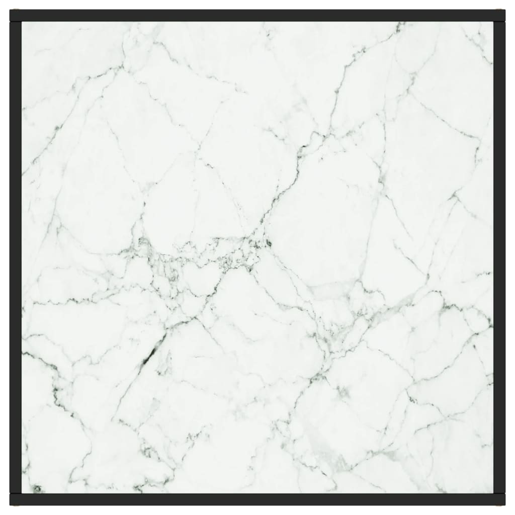 Stolić za kavu crni s bijelim mramornim staklom 80 x 80 x 35 cm
