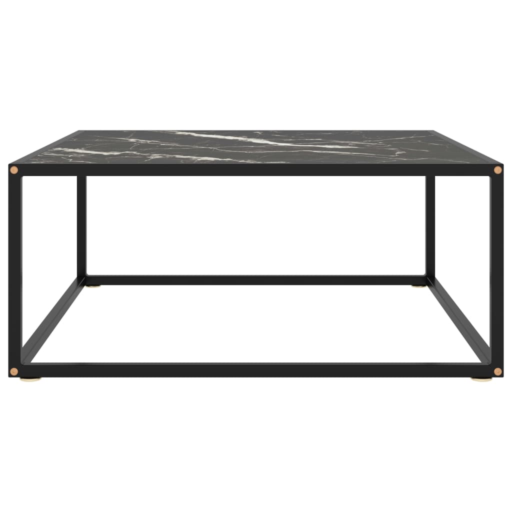 Stolić za kavu crni s crnim mramornim staklom 80 x 80 x 35 cm