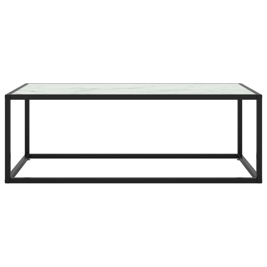 Stolić za kavu crni s bijelim mramornim staklom 100x50x35 cm