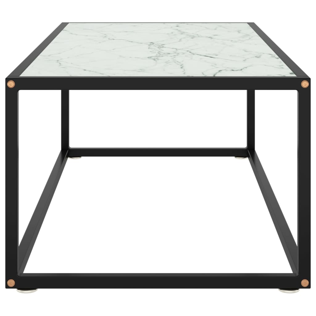 Stolić za kavu crni s bijelim mramornim staklom 100x50x35 cm