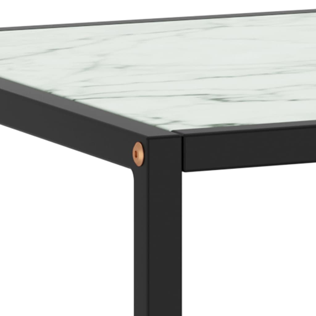 Stolić za kavu crni s bijelim mramornim staklom 100x50x35 cm