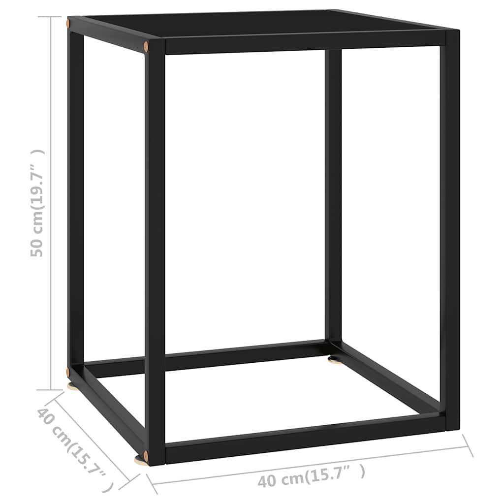 Stolić za kavu crni s crnim staklom 40 x 40 x 50 cm