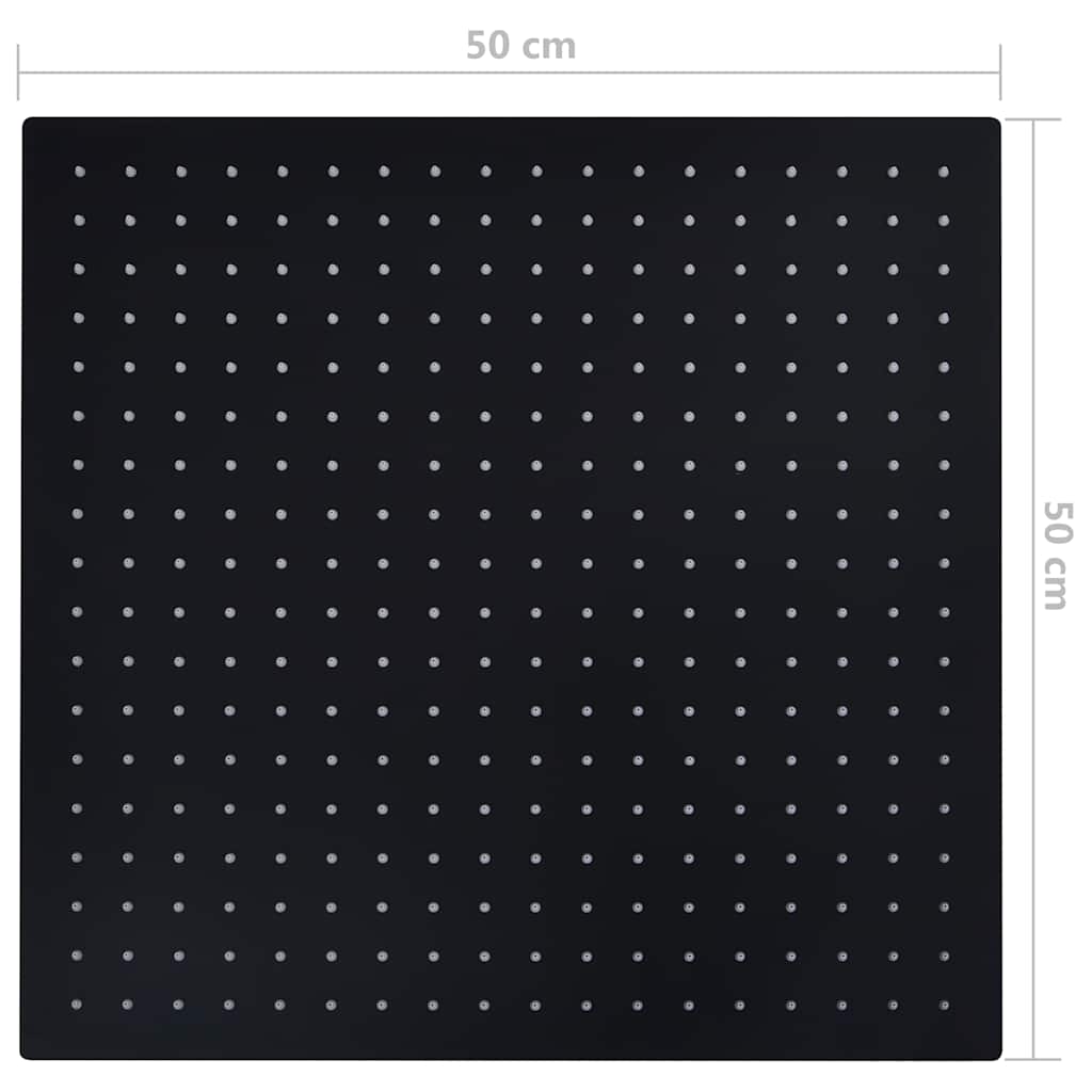 Glava za tuš od nehrđajućeg čelika 50 x 50 cm četvrtasta crna