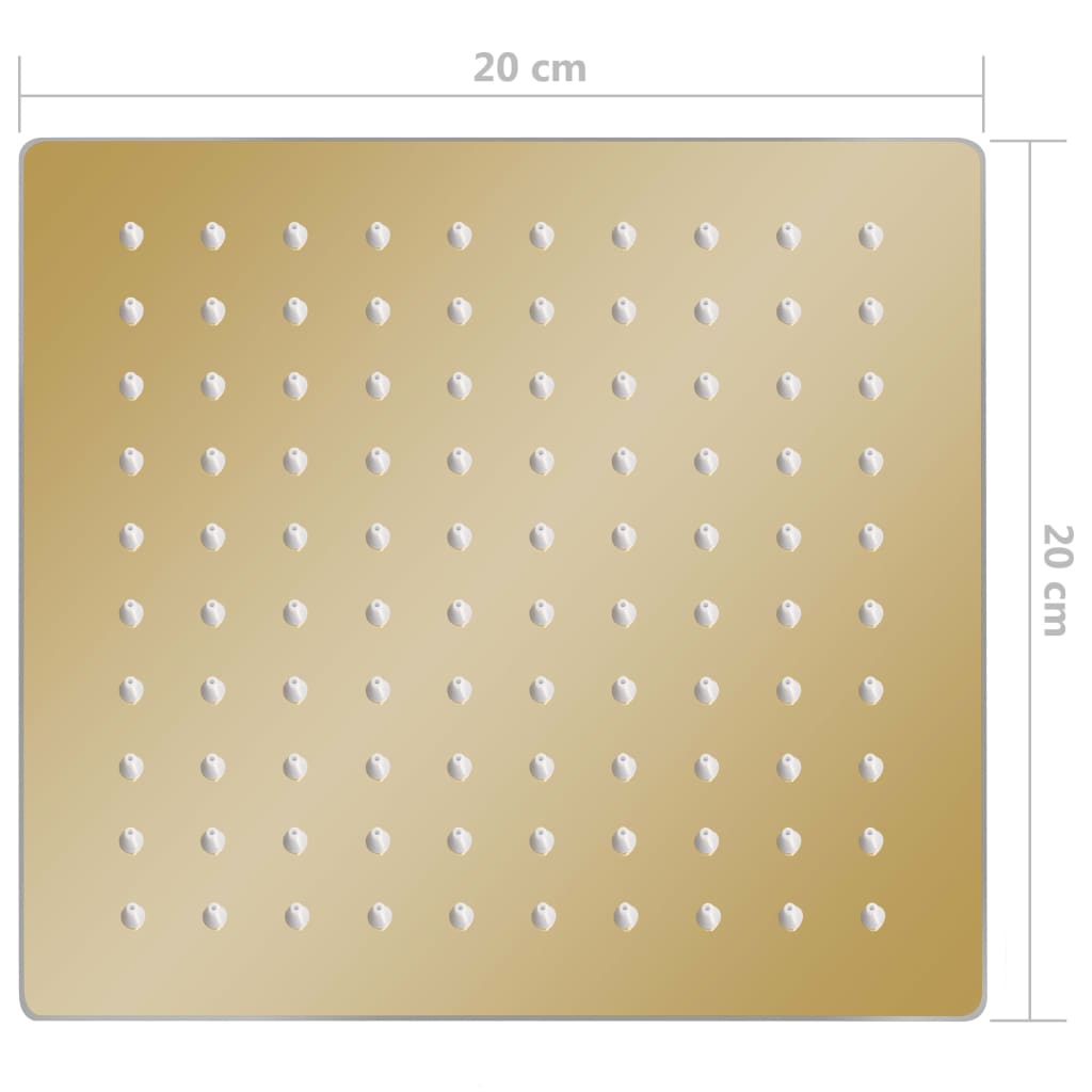 Glava za tuš od nehrđajućeg čelika 20 x 20 cm četvrtasta zlatna