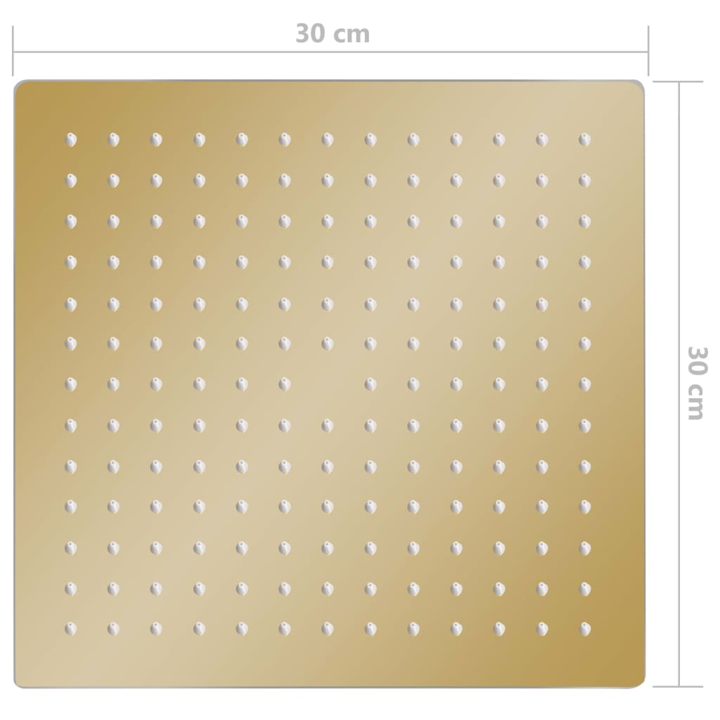 Glava za tuš od nehrđajućeg čelika 30 x 30 cm četvrtasta zlatna
