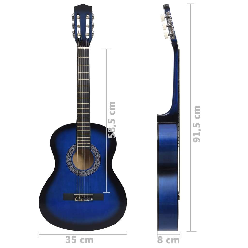 Klasična gitara za početnike s torbom plava 3/4 36 "