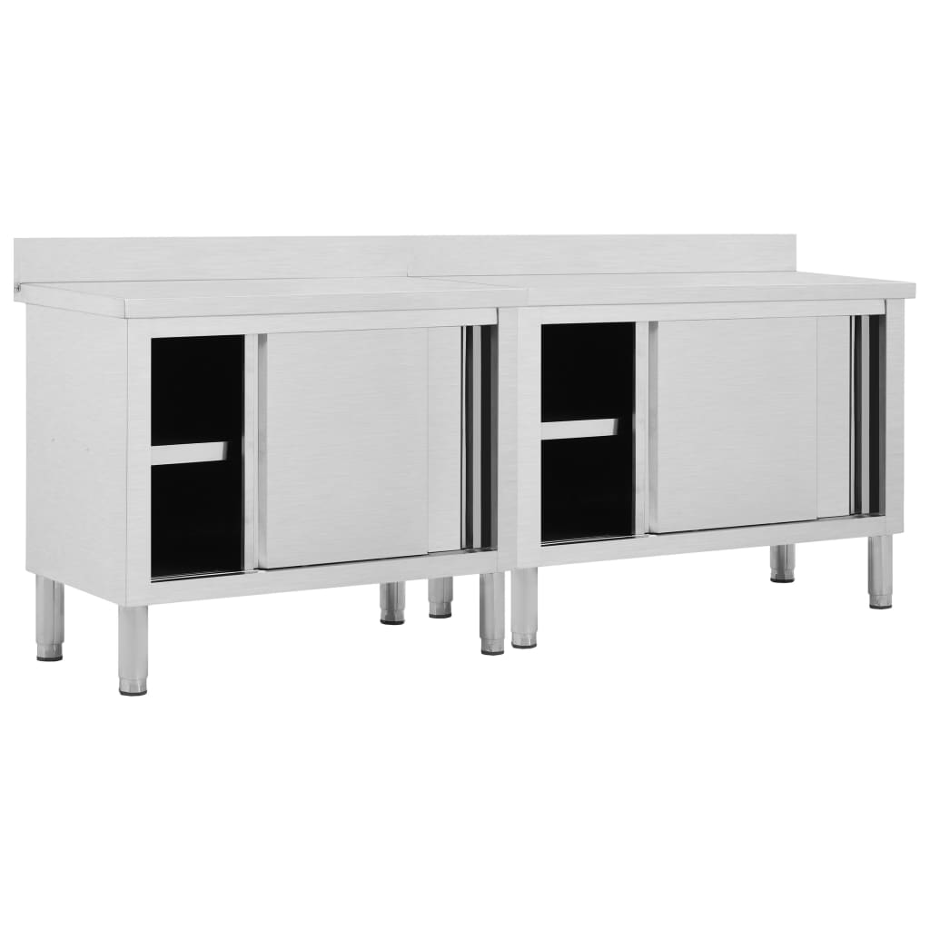 Radni stolovi s kliznim vratima 2 kom 240x50x(95-97)cm cm čelik