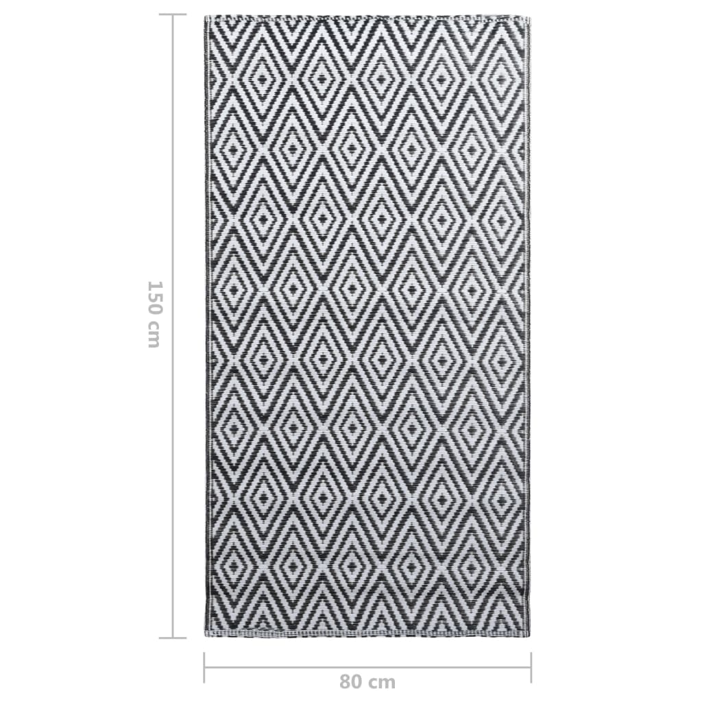 Vanjski tepih ARAKIL bijelo-crni 80 x 150 cm PP