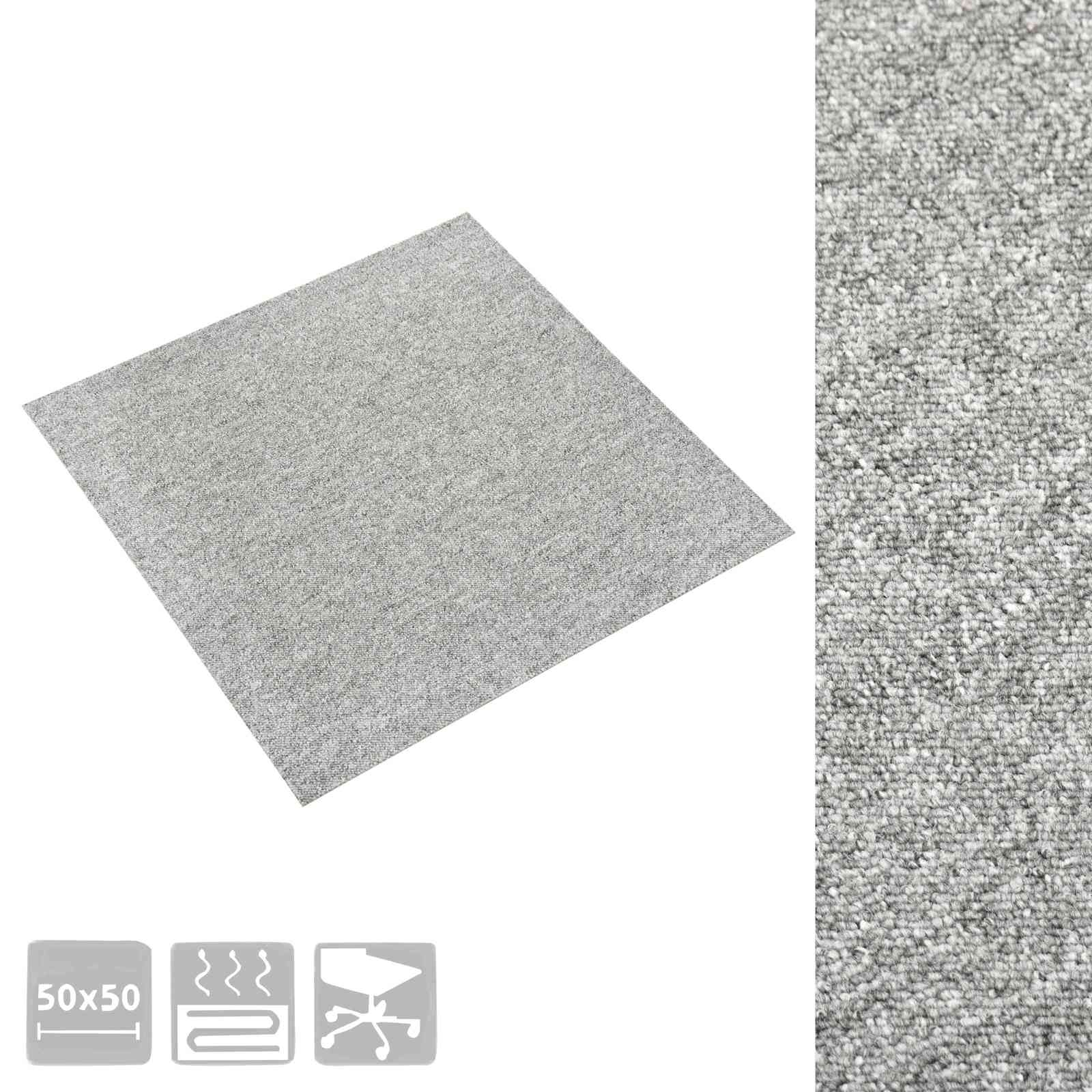 Tepih 20 pcs Svijetlo siva 50 x 50 cm 100% Polipropilen