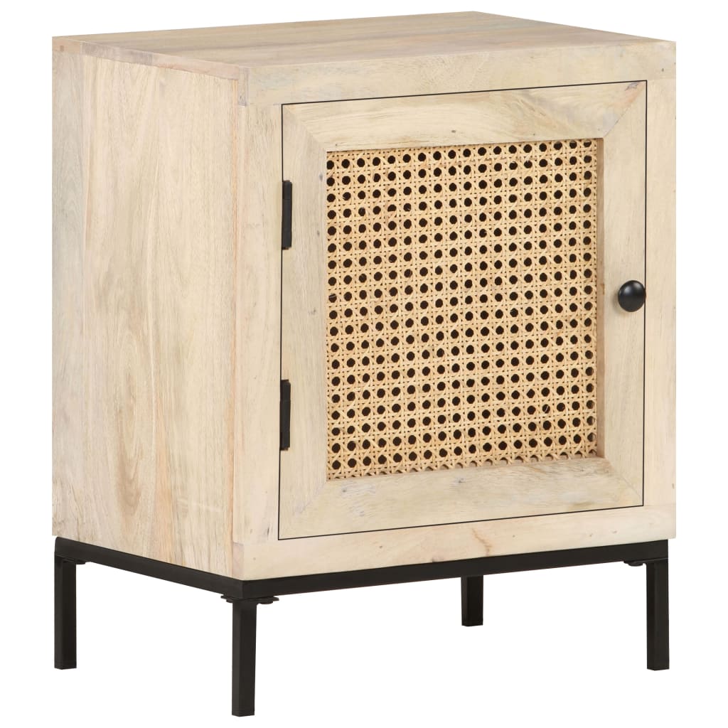 Noćni ormarić 40x30x50 cm masivno drvo manga i prirodna trska
