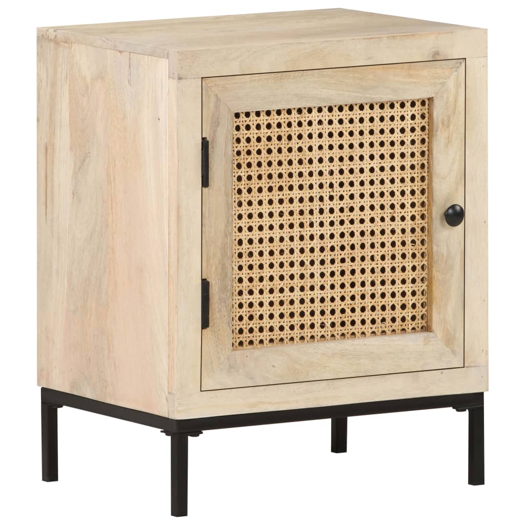 Noćni ormarić 40x30x50 cm masivno drvo manga i prirodna trska
