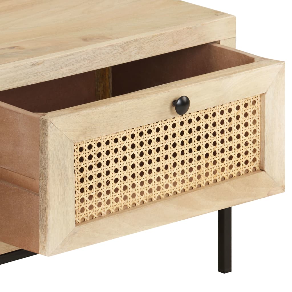 Stolić za kavu 90x50x37 cm masivno drvo manga i prirodna trska