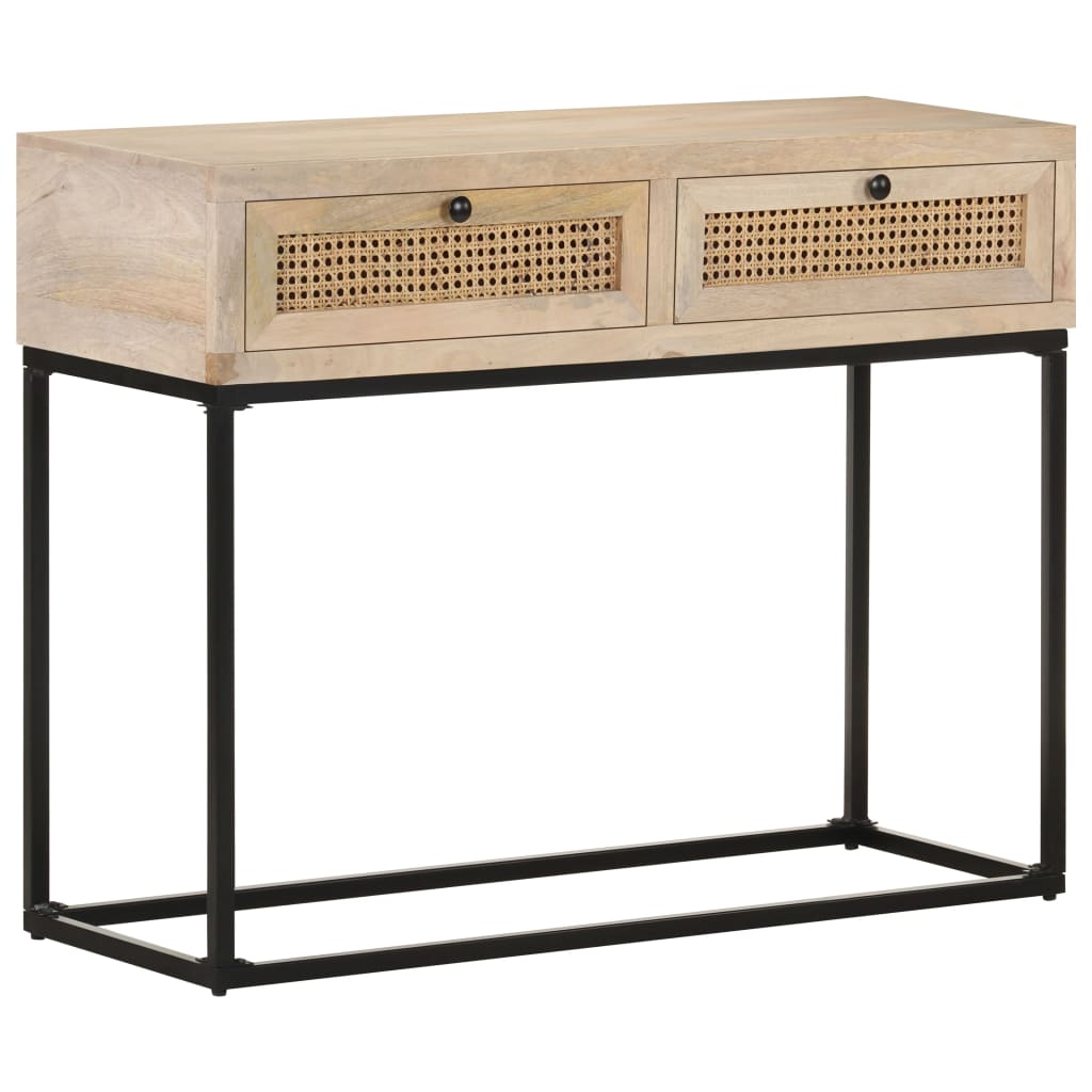 Konzolni stol 100x35x76 cm masivno drvo manga i prirodna trska