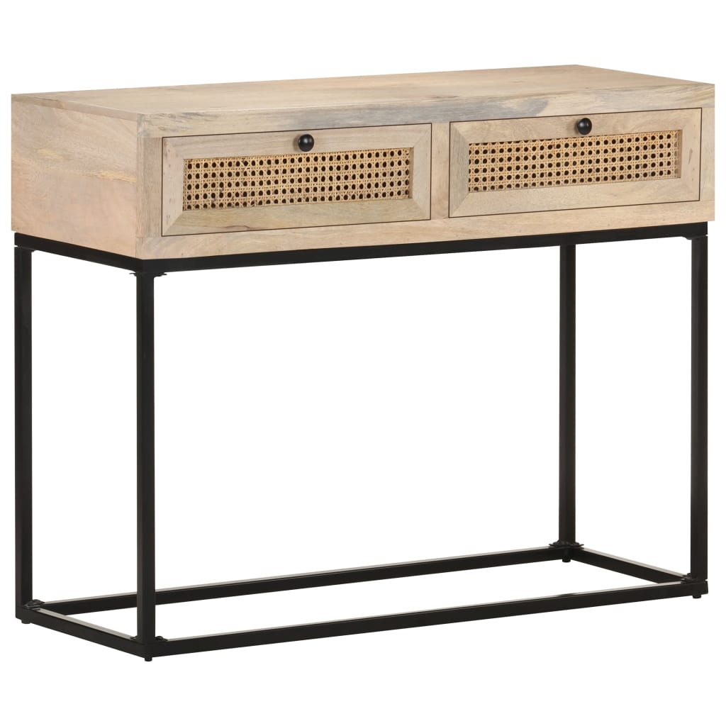 Konzolni stol 100x35x76 cm masivno drvo manga i prirodna trska