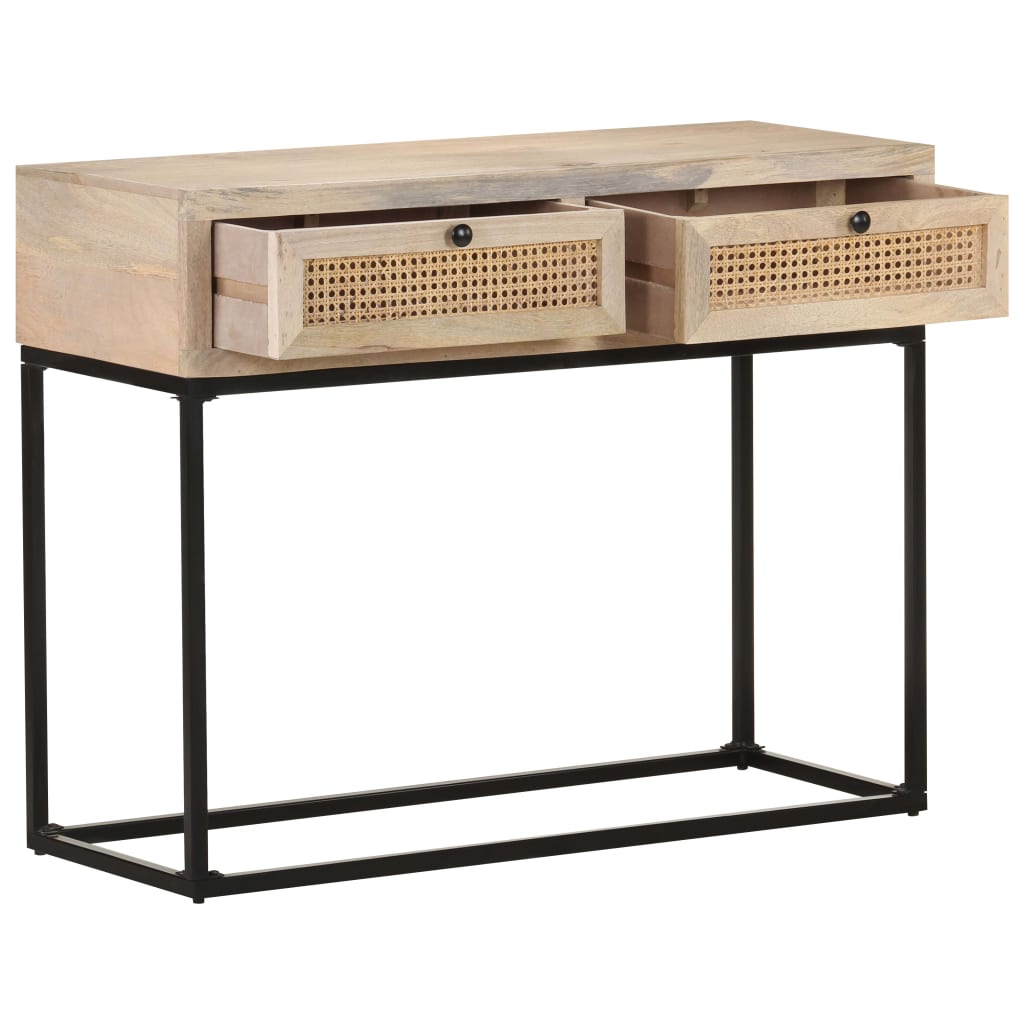 Konzolni stol 100x35x76 cm masivno drvo manga i prirodna trska