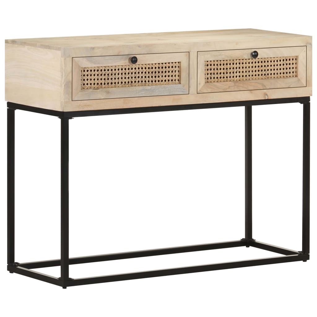 Konzolni stol 100x35x76 cm masivno drvo manga i prirodna trska
