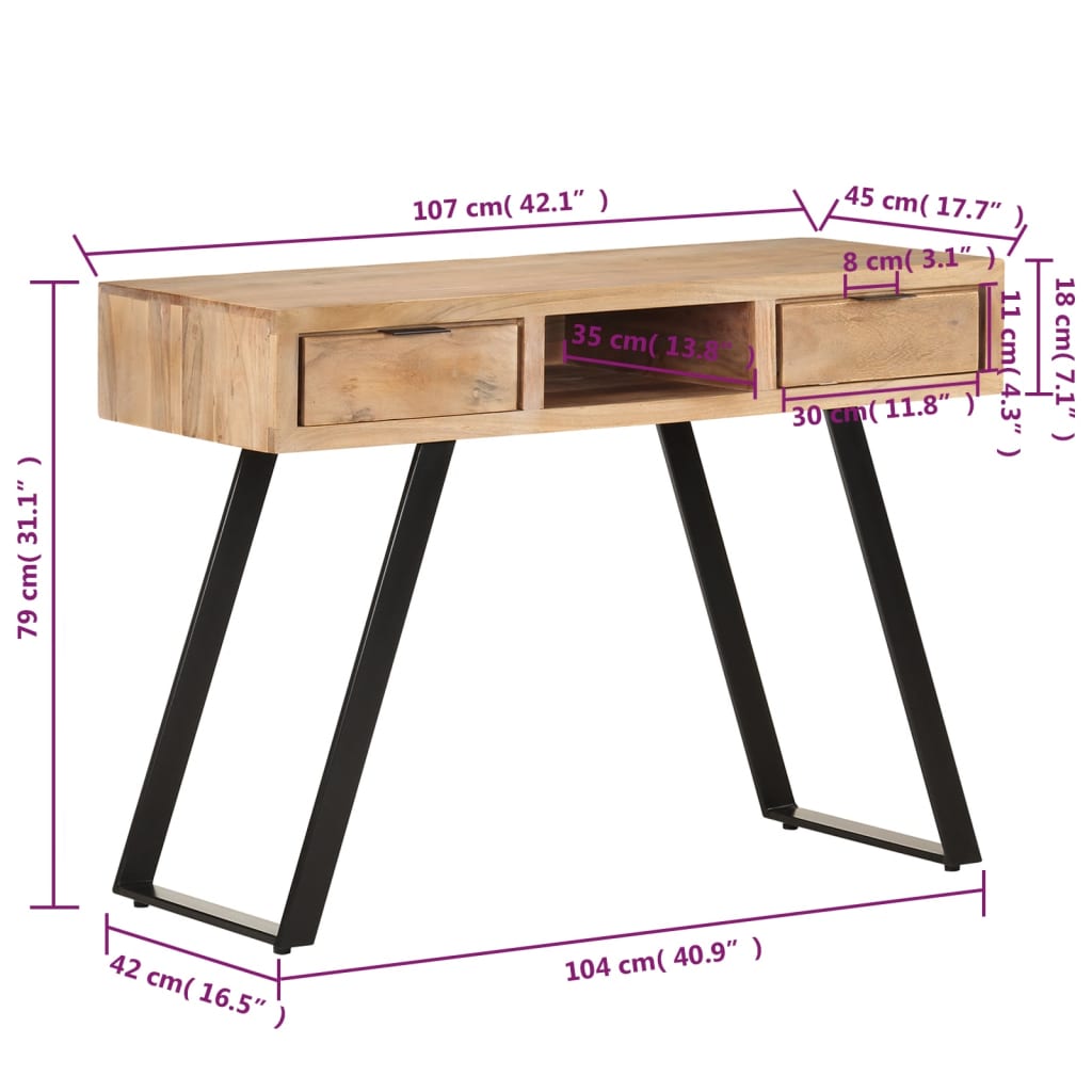 Radni stol 107 x 45 x 79 cm od masivnog bagremovog drva
