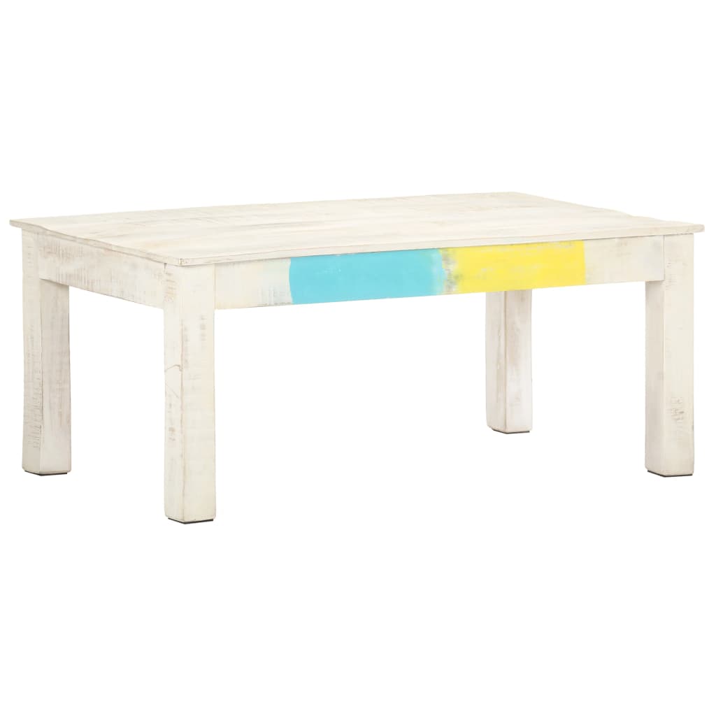 Stolić za kavu bijeli 110 x 60 x 45 cm od masivnog drva manga