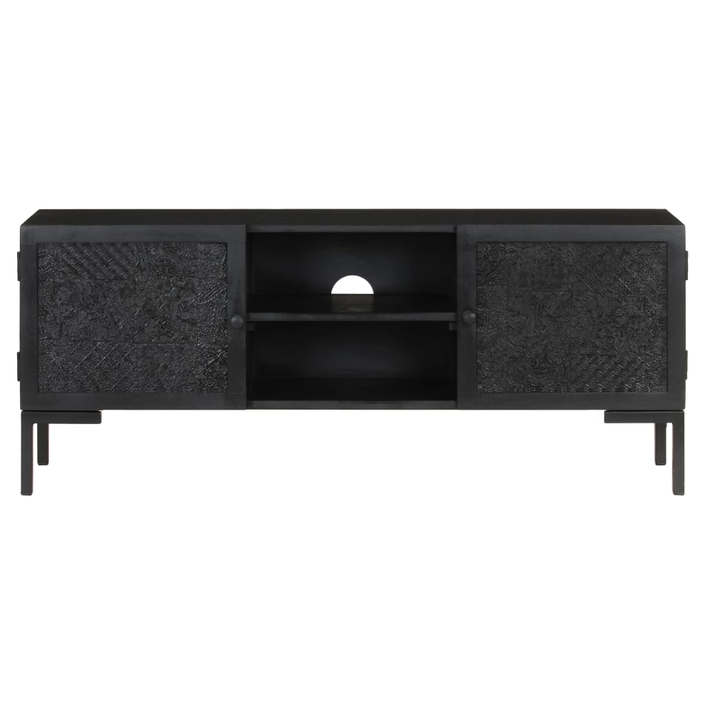 TV ormarić crni 115 x 30 x 46 cm od masivnog drva manga